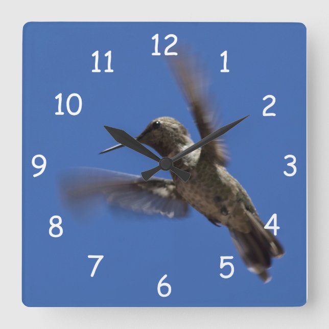 Reloj Cuadrado Vuelo del colibrí (Anverso)
