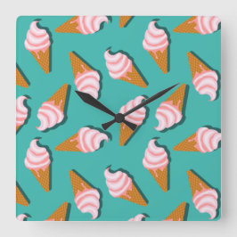 Reloj Cuadrado Waffle cones ice cream and frozen yogurt pattern