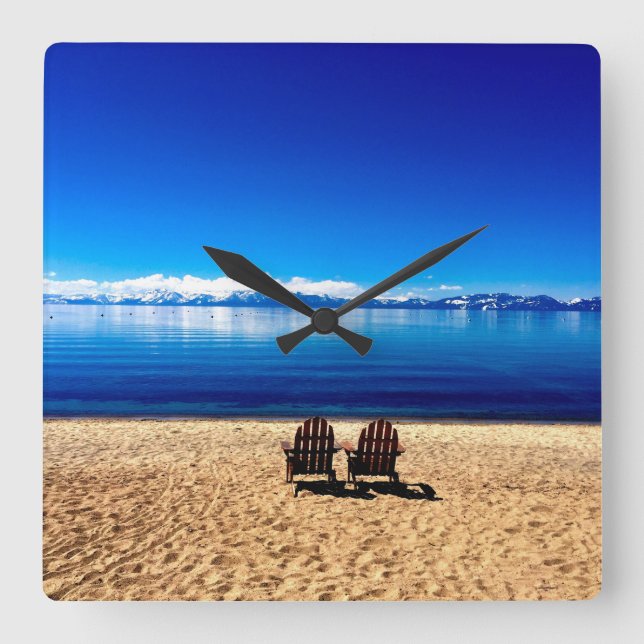 Reloj Cuadrado Waiting for Summer on Lake Tahoe (Anverso)