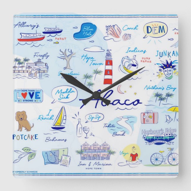 Reloj Cuadrado Wall Clock- ABC's of Hope Town (Anverso)