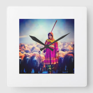 Reloj Cuadrado wall clock Afghan design