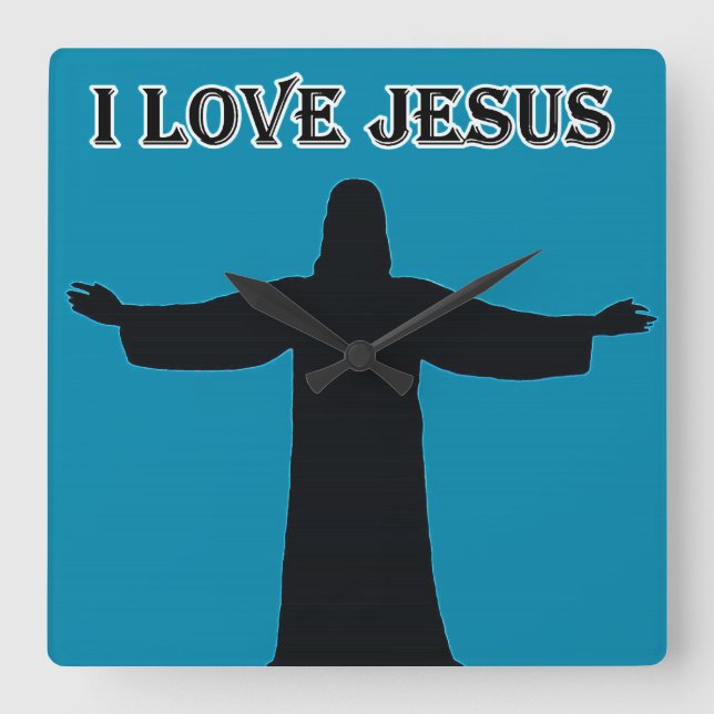 Reloj Cuadrado Wall Clock  i love jesus (Anverso)