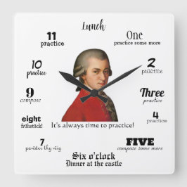 Reloj Cuadrado Wall Clock - Mozart - It's always time to practice