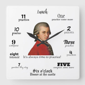 Reloj Cuadrado Wall Clock - Mozart - It's always time to practice