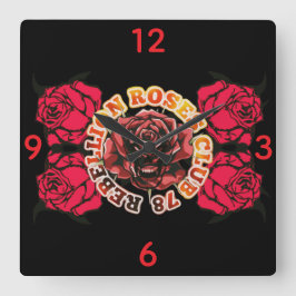 Reloj Cuadrado Wall Clock RebellionRosesClub78 