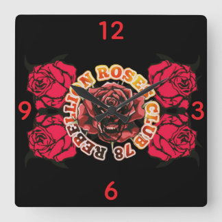 Reloj Cuadrado Wall Clock RebellionRosesClub78 