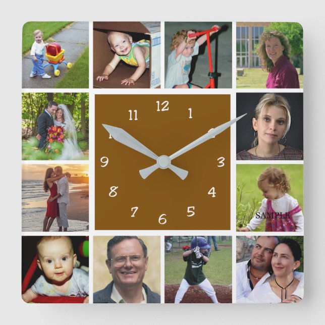 Reloj Cuadrado Wall Clock with 12 personal photos (Anverso)