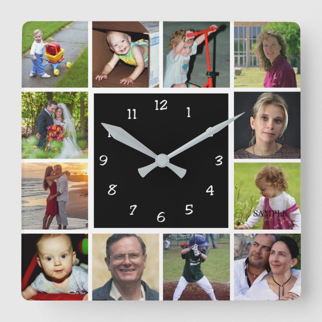 Reloj Cuadrado Wall Clock with 12 personal photos (Anverso)