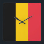 Reloj Cuadrado Wall Clock with Flag of Belgium<br><div class="desc">Awesome patriotic wall clock with Flag of Belgium. This product its customizable.</div>