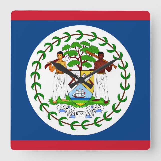 Reloj Cuadrado Wall Clock with Flag of Belize (Anverso)