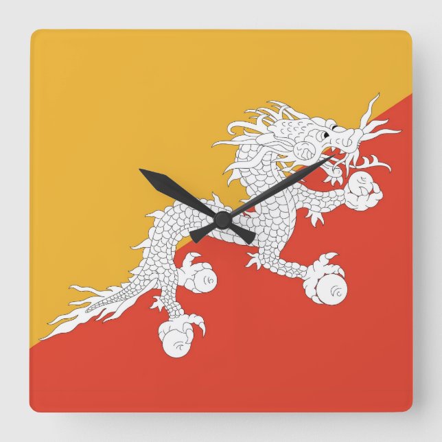 Reloj Cuadrado Wall Clock with Flag of Bhutan (Anverso)