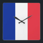 Reloj Cuadrado Wall Clock with Flag of France<br><div class="desc">Awesome patriotic wall clock with Flag of France. This product its customizable.</div>
