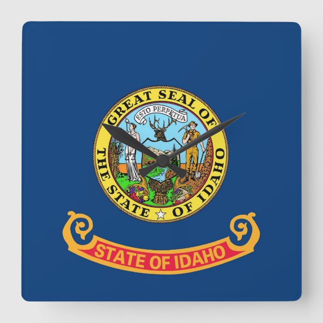 Reloj Cuadrado Wall Clock with Flag of Idaho, USA (Anverso)