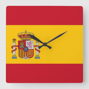 Reloj Cuadrado Wall Clock with Flag of Spain