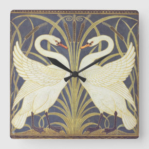Reloj Cuadrado Walter Crane Swan, Rush E Iris Art Nouveau