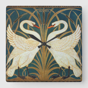 Reloj Cuadrado Walter Crane Swan, Rush E Iris Art Nouveau