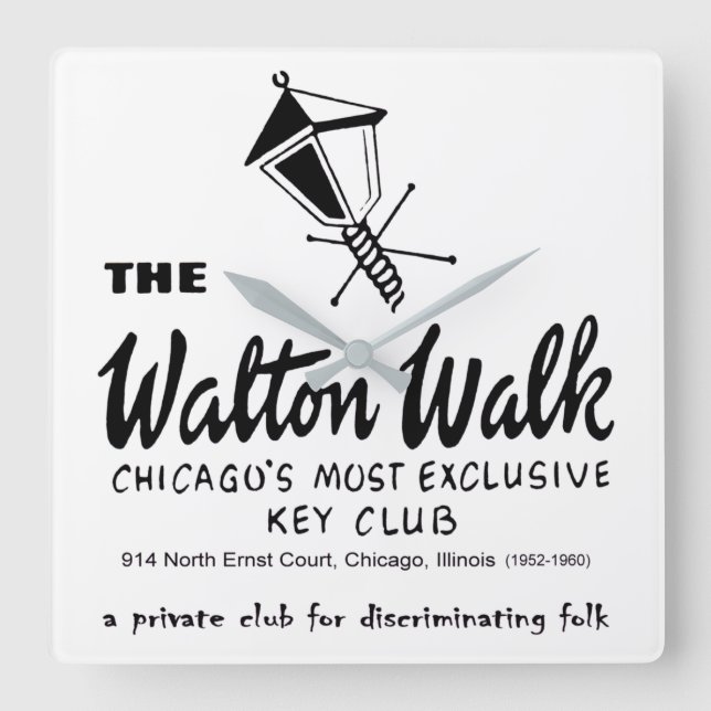 Reloj Cuadrado Walton Walk, Key Club, Chicago, IL (Anverso)