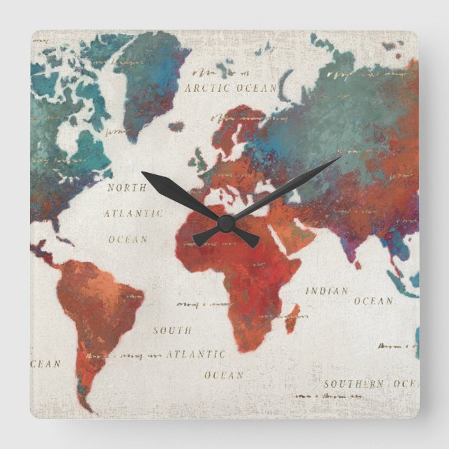 Reloj Cuadrado Wander Often, Wander Always Map With Quote (Anverso)