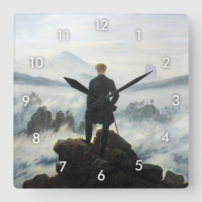 Reloj Cuadrado Wanderer por encima del mar de niebla, Friedrich (Anverso)