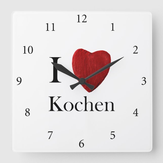 Reloj Cuadrado Wanduhr Ich Liebe Kochen (Anverso)
