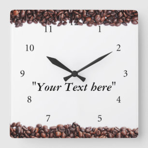 Reloj Cuadrado Wanduhr mit Kaffeebohnen Motiv und Textfeld