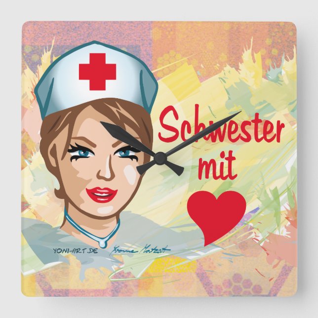 Reloj Cuadrado Wanduhr quadrat - Schwester Herz (Anverso)