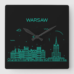 Reloj Cuadrado Warsaw skyline