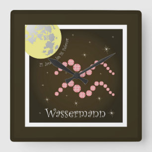 Reloj Cuadrado Wassermann 21. Januar bis 18. Februar Uhr