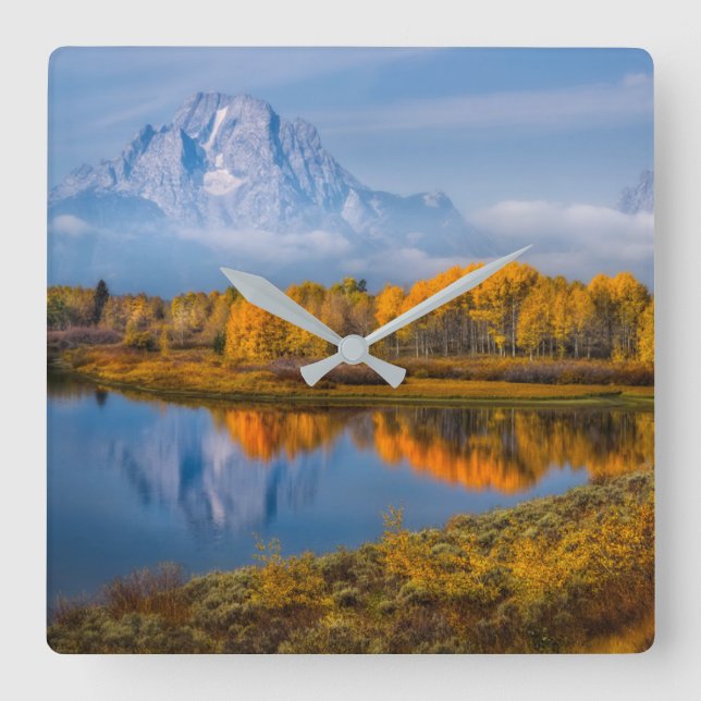 Reloj Cuadrado Water | Oxbow Bend Jackson Wyoming (Anverso)
