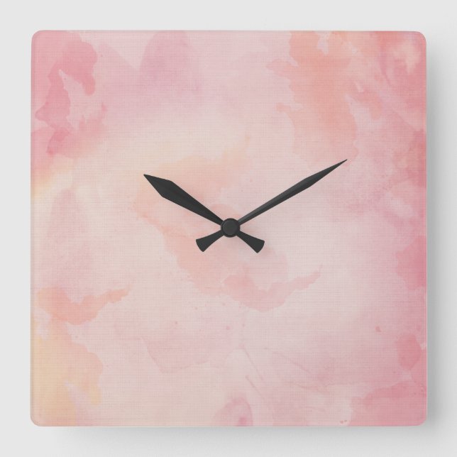 Reloj Cuadrado Watercolor Pink (Anverso)