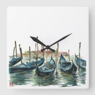 Reloj Cuadrado Watercolor Venice