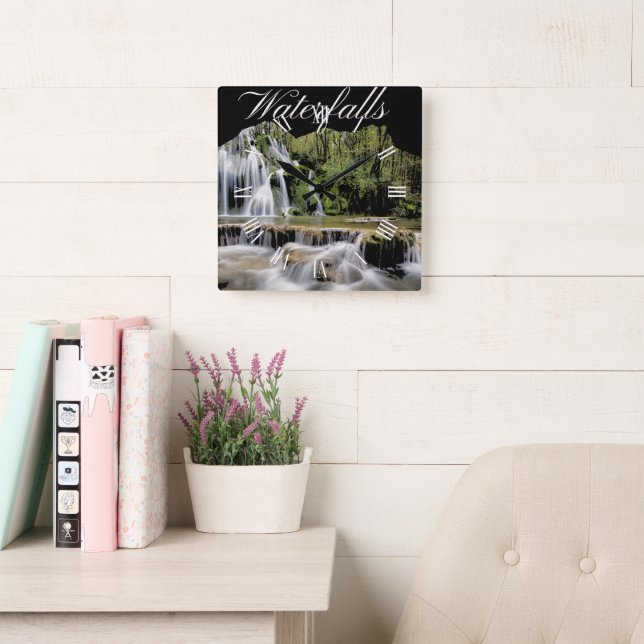 Reloj Cuadrado Waterfall Outdoor Adventures (Sala de lectura)