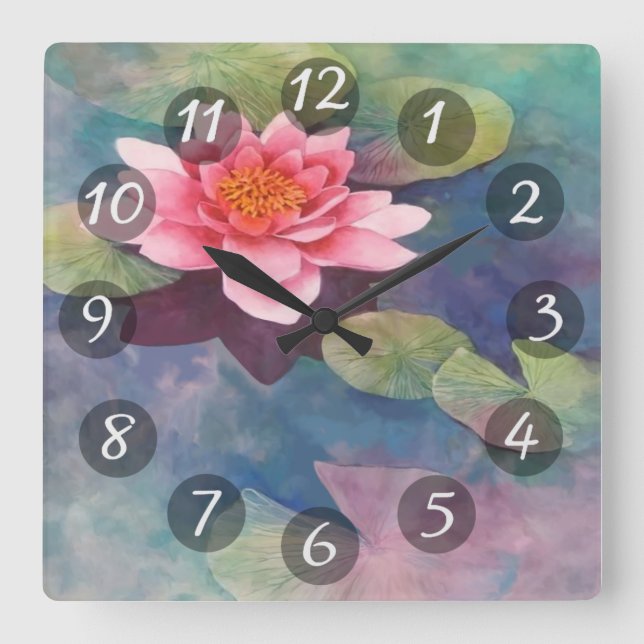 Reloj Cuadrado Waterlily (Anverso)