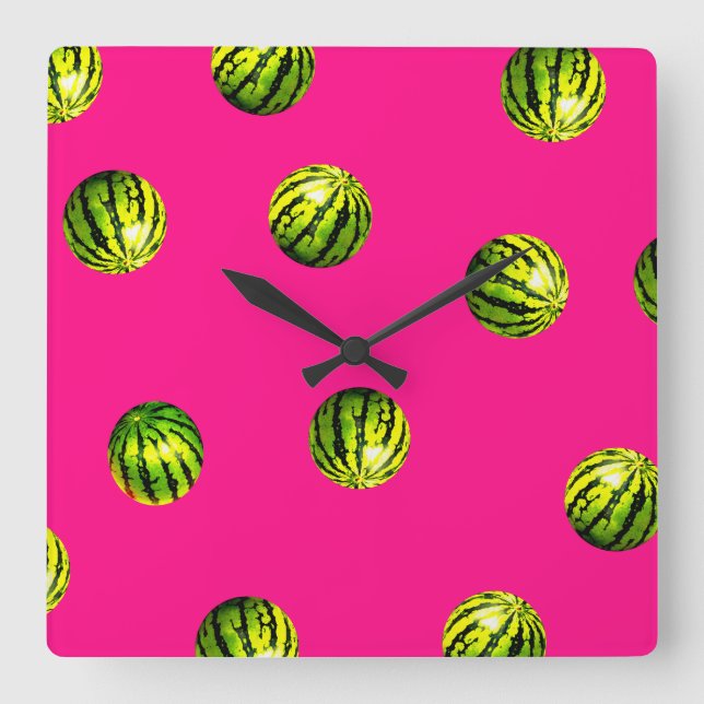 Reloj Cuadrado watermelon pattern pink (Anverso)