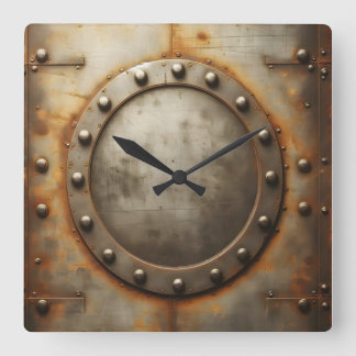 Reloj Cuadrado weathered steel, metal look 