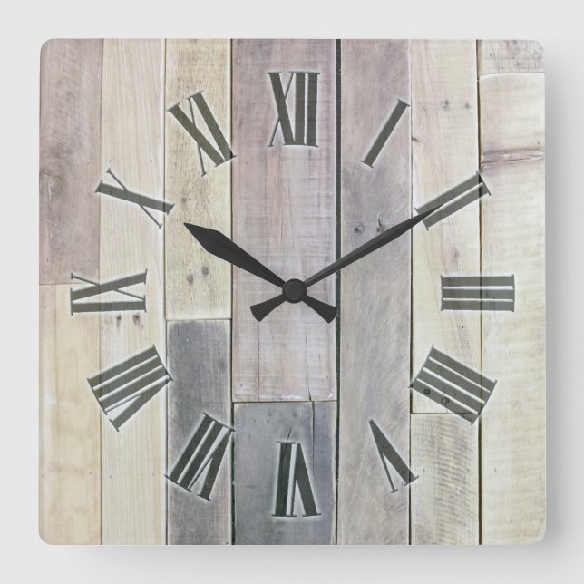 Reloj Cuadrado Weathered Wood (Anverso)