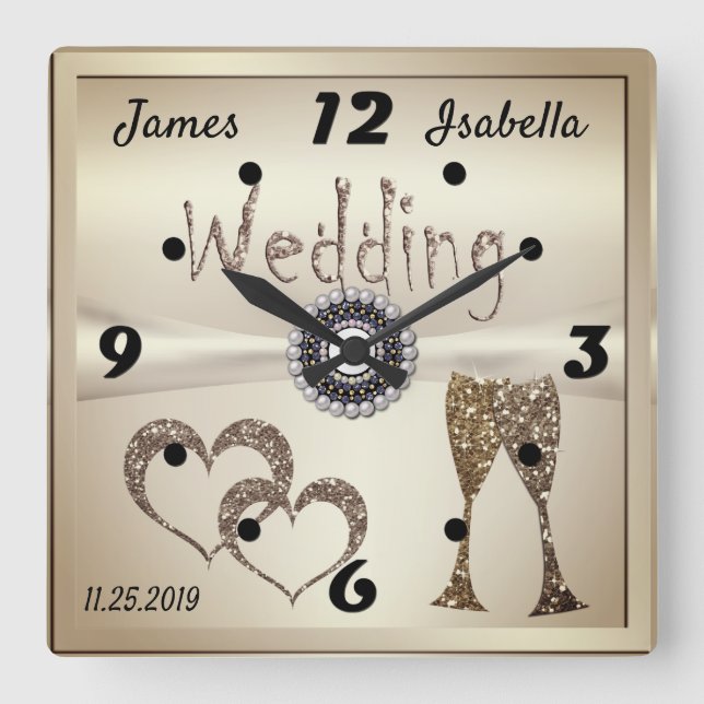 Reloj Cuadrado Wedding Anniversary Gifts for Couples Congratulati (Anverso)