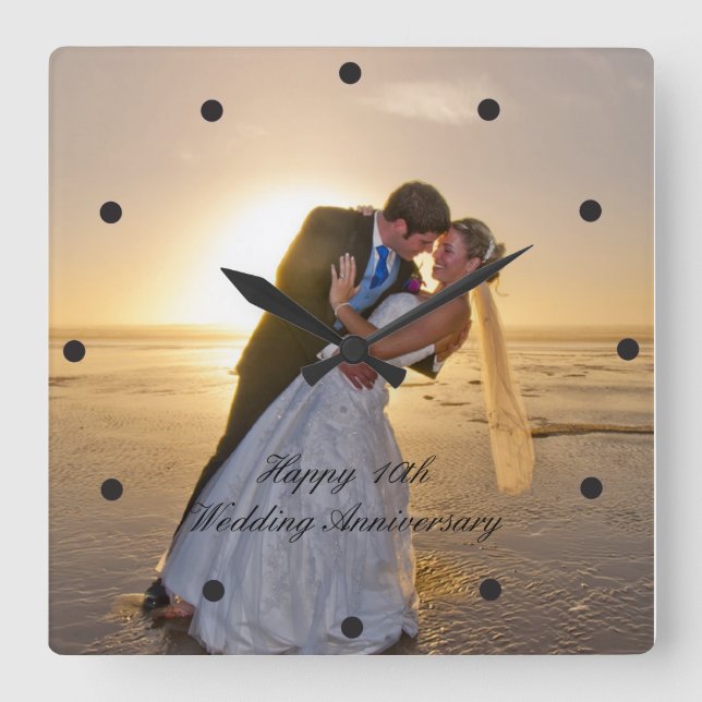 Reloj Cuadrado Wedding Anniversary Photo Custom (Anverso)