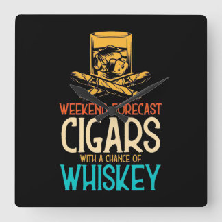 Reloj Cuadrado Weekend Cigars With A Chance Of Whiskey