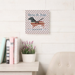 Reloj Cuadrado Weenie El Pueblo Dachshund 4 De Julio