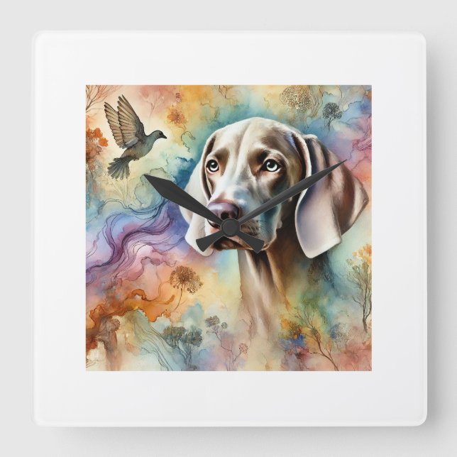 Reloj Cuadrado Weimaraner Dog 200624AREF211 - Watercolor (Anverso)
