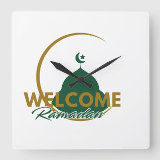 Reloj Cuadrado Welcome Ramadan Wall Clock – Islamic Mosque Cresce