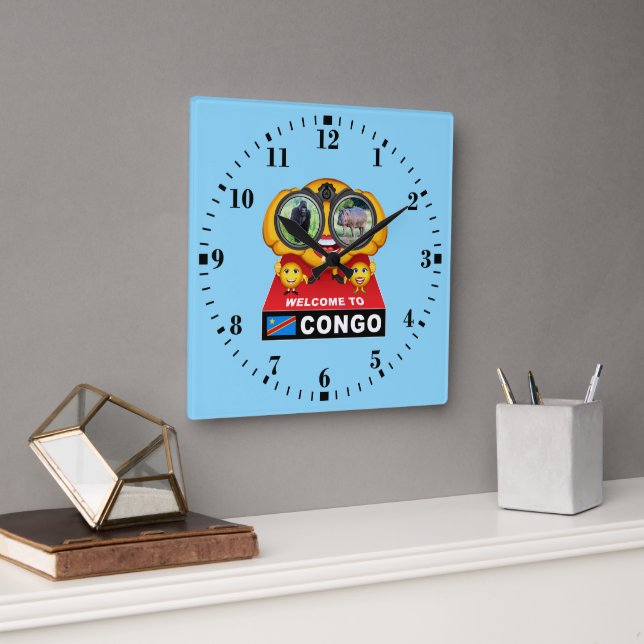Reloj Cuadrado Welcome to Congo (Oficina)