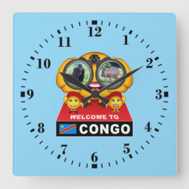 Reloj Cuadrado Welcome to Congo