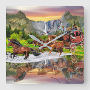 RELOJ CUADRADO WELLS FARGO STAGECOACH