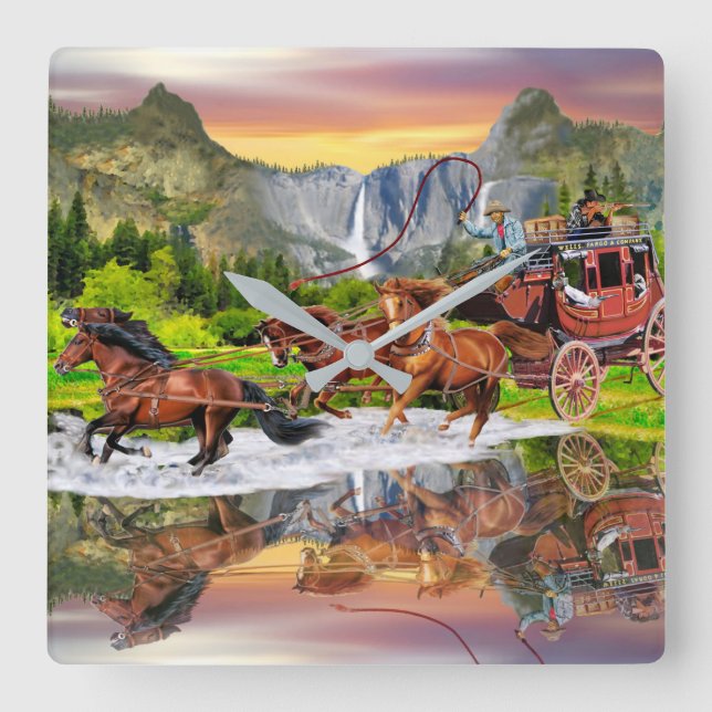RELOJ CUADRADO WELLS FARGO STAGECOACH (Anverso)