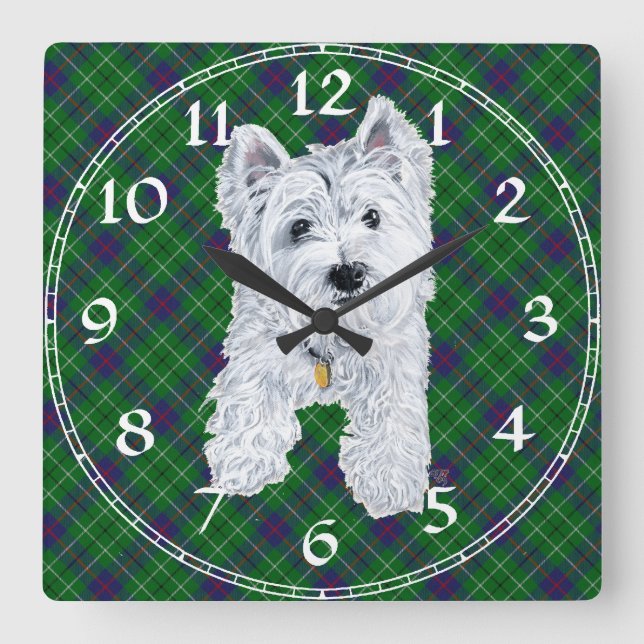 Reloj Cuadrado West Highland White Terrier Clock (Anverso)