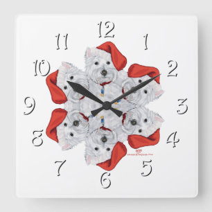 Reloj Cuadrado Westie Copo de Nieve