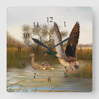 Reloj Cuadrado Wetland Ducks in Flight Square