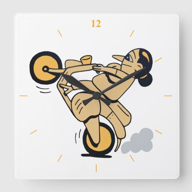 Reloj Cuadrado Wheelie (Anverso)